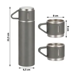 Thermos design avec 3 tasses 400 ml / Gris