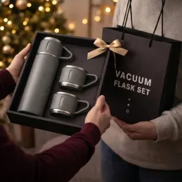 Thermos design avec 3 tasses 400 ml / Gris