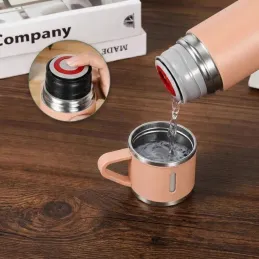 Thermos design avec 3 tasses 400 ml / Rose