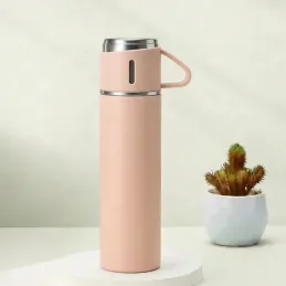 Thermos design avec 3 tasses 400 ml / Rose
