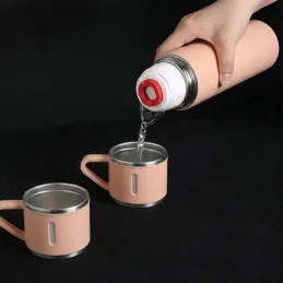 Thermos design avec 3 tasses 400 ml / Rose