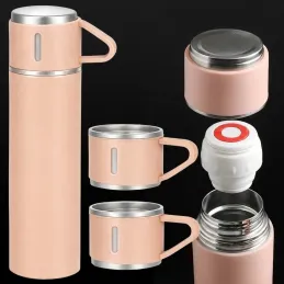 Thermos design avec 3 tasses 400 ml / Rose