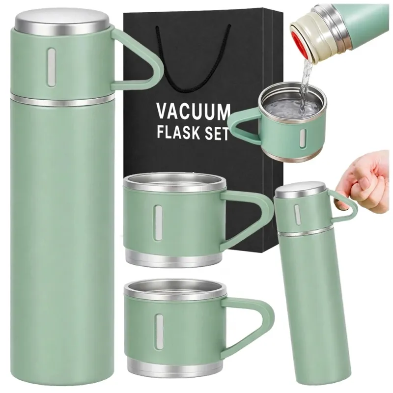 Thermos design avec 3 gobelets 400 ml / Vert