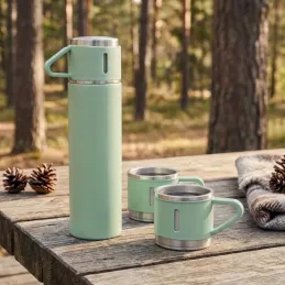 Thermos design avec 3 gobelets 400 ml / Vert