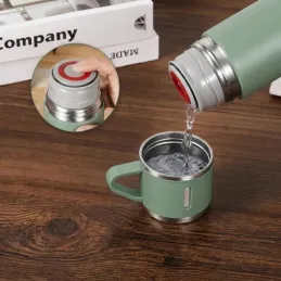 Thermos design avec 3 gobelets 400 ml / Vert