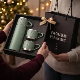 Thermos design avec 3 gobelets 400 ml / Vert