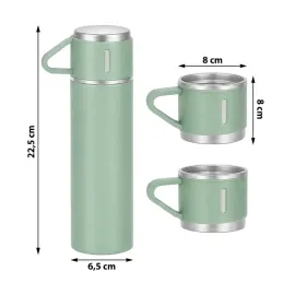 Thermos design avec 3 gobelets 400 ml / Vert