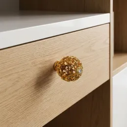 Bouton de meuble AMADEUS / Or brillant avec cristal
