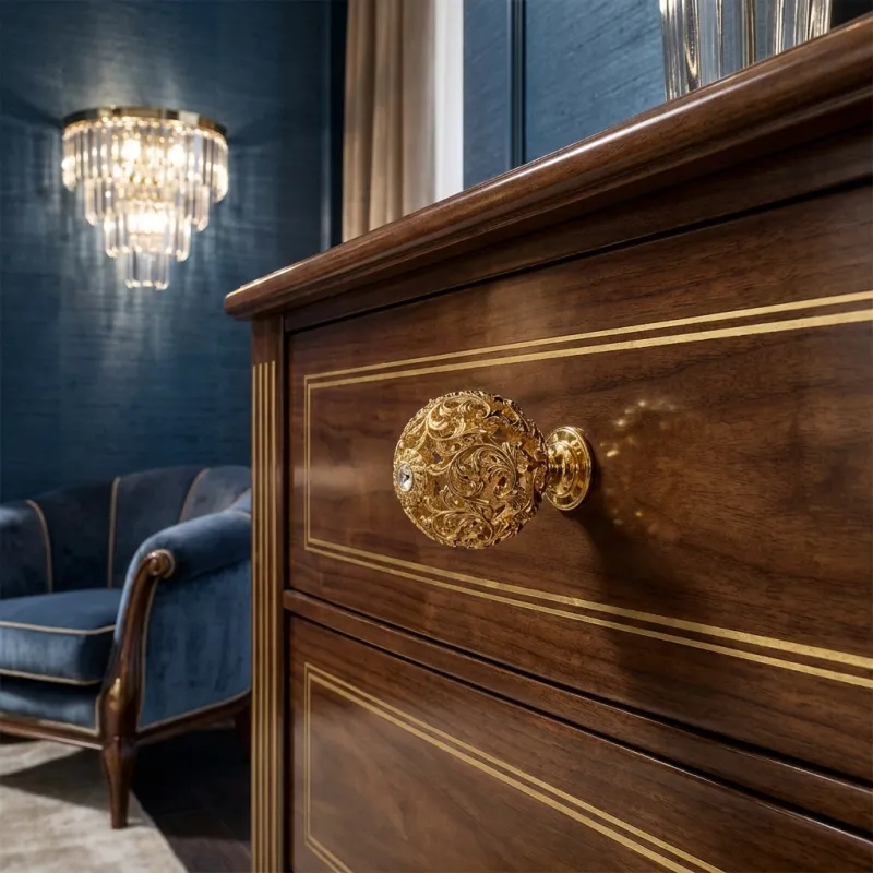 Bouton de meuble AMADEUS / Or brillant avec cristal