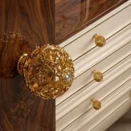 Bouton de meuble AMADEUS / Or brillant avec cristal