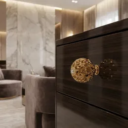 Bouton de meuble AMADEUS / Or brillant avec cristal