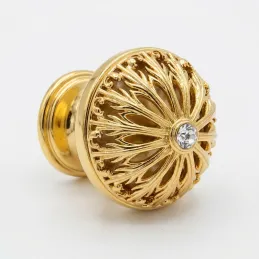 Bouton de meuble VIVALDI / Or brillant avec cristal