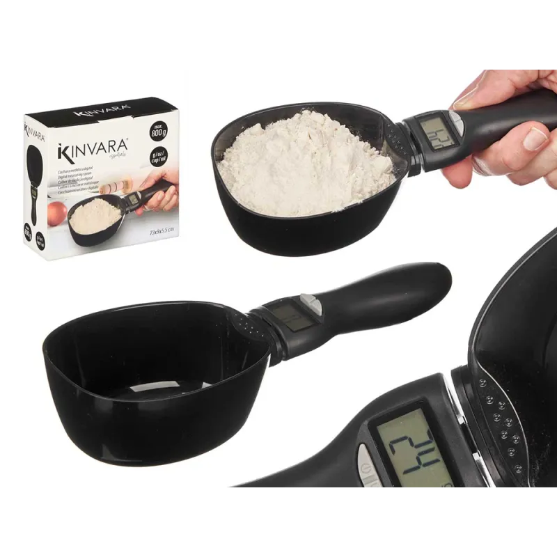 Louche de cuisine avec écran LCD et balance XXL / Noir mat