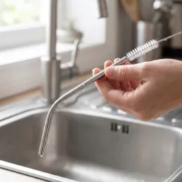 Set de 6 pailles en inox pour boissons / Inox