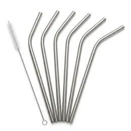 Set de 6 pailles en inox pour boissons / Inox