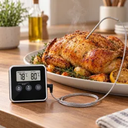 Thermomètre LCD pour aliments avec sonde et aimant / Noir