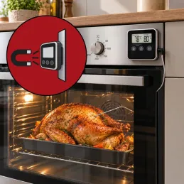 Thermomètre LCD pour aliments avec sonde et aimant / Noir