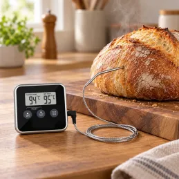 Thermomètre LCD pour aliments avec sonde et aimant / Noir