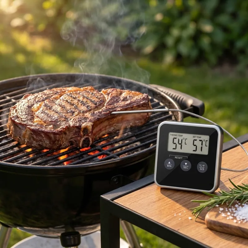 Thermomètre LCD pour aliments avec sonde et aimant / Noir