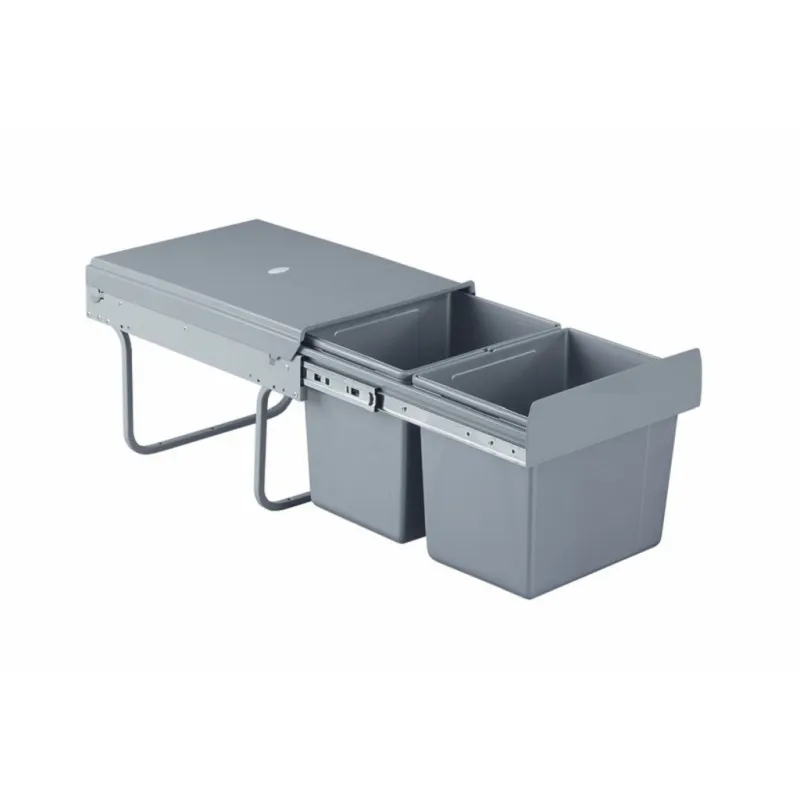 Poubelle coulissante 400 mm – 2 × 15 L / Gris