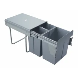 Poubelle coulissante 400 mm – 2 × 10 L + 1 × 20 L avec fixations de porte / grise
