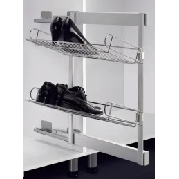 Meuble à chaussures coulissant, 2 étagères avec amortissement