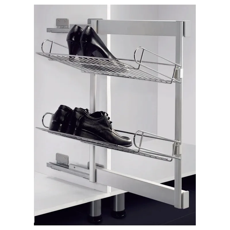 Meuble à chaussures coulissant, 2 étagères avec amortissement