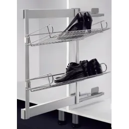 Meuble à chaussures coulissant, 2 étagères avec amortissement