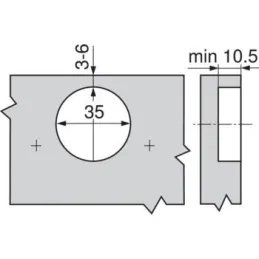 Charnière semi-recouvrante à clipser 100°