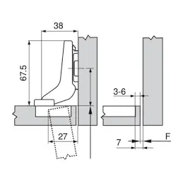 Charnière invisible à clipser 100°