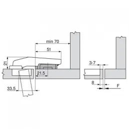 Charnière à applique pour angle mort de 90° CLIP top – sans ressort