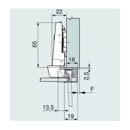 Charnière pour porte en aluminium CLIP TOP 95° avec amortisseur