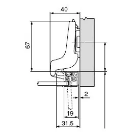 Charnière à demi-recouvrement pour portes en aluminium CLIP TOP 95°