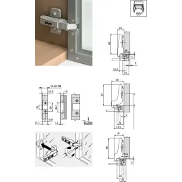 Charnière invisible pour porte en aluminium CLIP TOP 95° – sans ressort