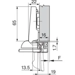 Charnière invisible pour porte en aluminium CLIP TOP 95° – sans ressort