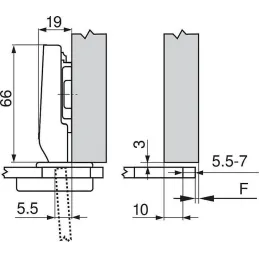 Charnière à clipser sur verre CLIP TOP 94°