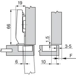 Mini charnière invisible CLIP TOP 94°