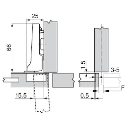 Charnière MINI semi-recouvrante CLIP TOP 94°
