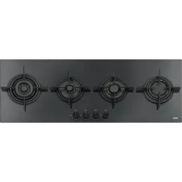 Table de cuisson à gaz Crystal FHCR 1204 3G TC HE BK C en verre noir