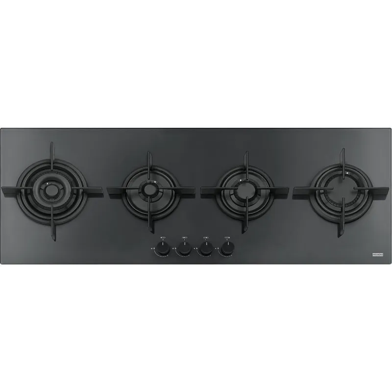 Table de cuisson à gaz Crystal FHCR 1204 3G TC HE BK C en verre noir