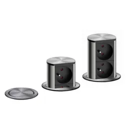 Prise électrique escamotable Elevator 2x230V FRENCH / Inox