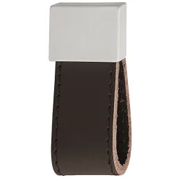 Poignée bouton DALVIK / aluminium-cuir marron foncé