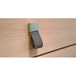Poignée bouton DALVIK / aluminium-cuir marron foncé