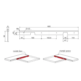 Profilé de jonction d’angle pour plan de travail 38 mm / Acier inoxydable