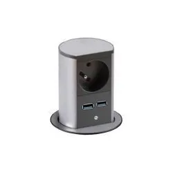 Prise électrique escamotable Elevator USB en acier inoxydable