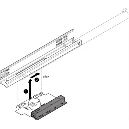 Coulisse à sortie totale invisible TANDEM Plus TIP-ON avec attaches / 30 kg
