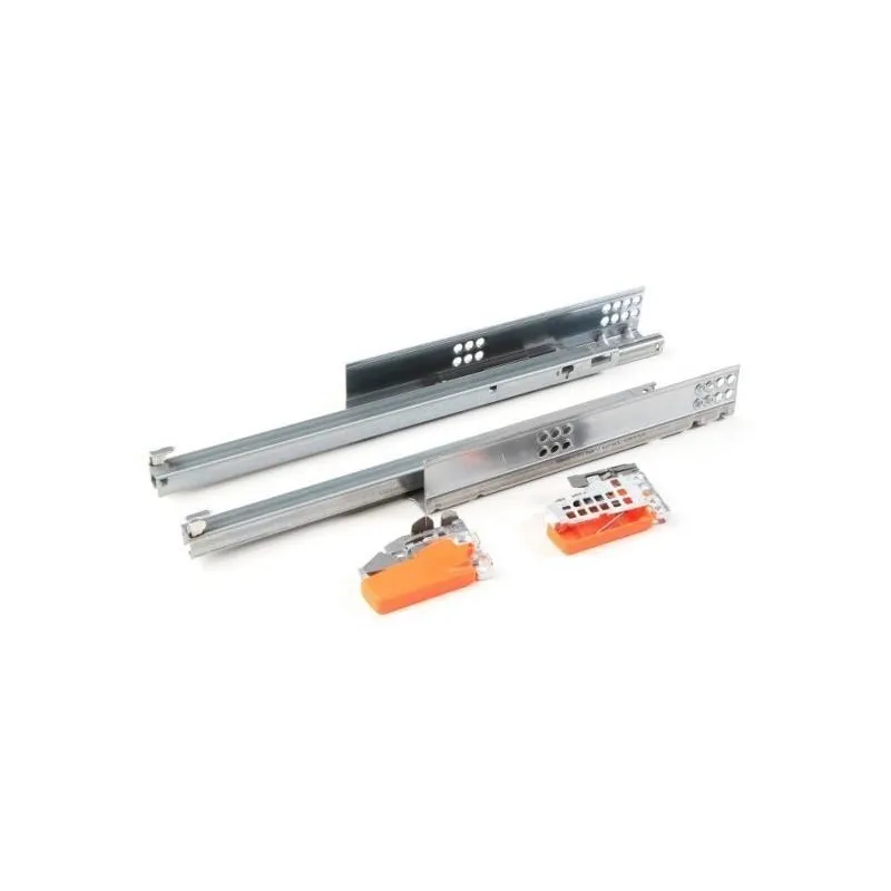 Coulisse partielle invisible TANDEM Plus avec amortissement et attaches / 30 kg