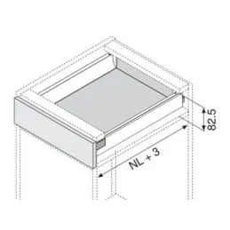 Côté de tiroir Tandembox Antaro « N » 68,5 mm / Gris