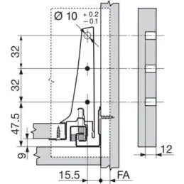Côté Tandembox Antaro « K » 115,6 mm / Blanc