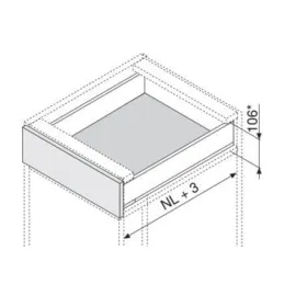 Côté LEGRABOX « M » 90,5 mm / Blanc